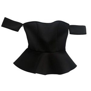 Guess Black Scuba Off-Shoulder Peplum Top Size XS